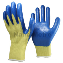 NMSAFETY Gant tricoté Aramid Fibres de calibre 10 revêtu de nitrile bleu sur la paume